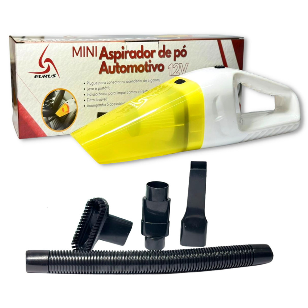 Mini Aspirador Automotivo Vaccum Cleaner Eurus Amarelo