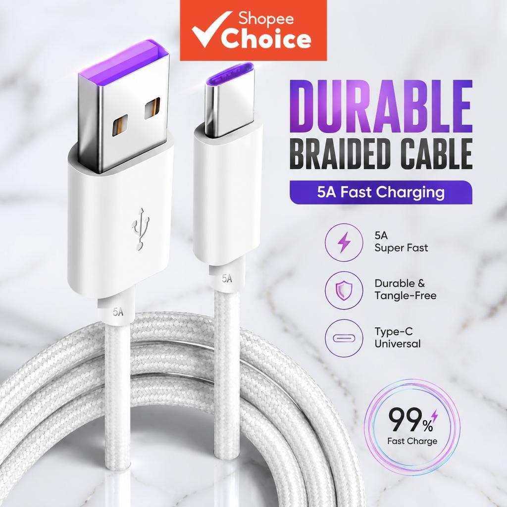 Cabo USB-C De Carregamento Super Rápido 5A Linha De Dados Para Huawei P30 P20 Mate 20 Nova 5T
