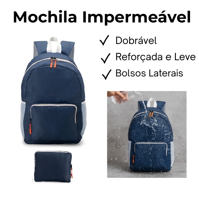 Mochila Impermeável de Nylon não molha, escolar dobrável para viagem, leve, dia a dia, simples