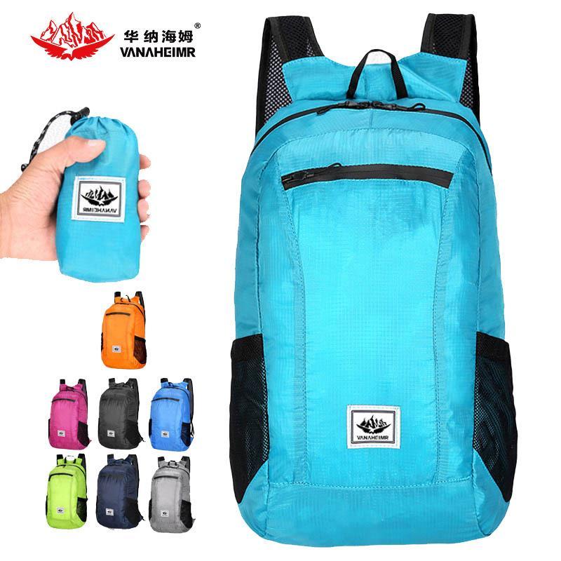 Fabricante mochila esportiva ao ar livre à prova d'água simples portátil dobrável bolsa confortável e leve bolsa de pele