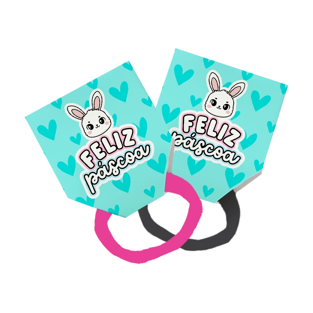Pack 50 Lacinho Xuxinha De Cabelo + Tag Feliz Páscoa Coração Verde Água Claro Escuro