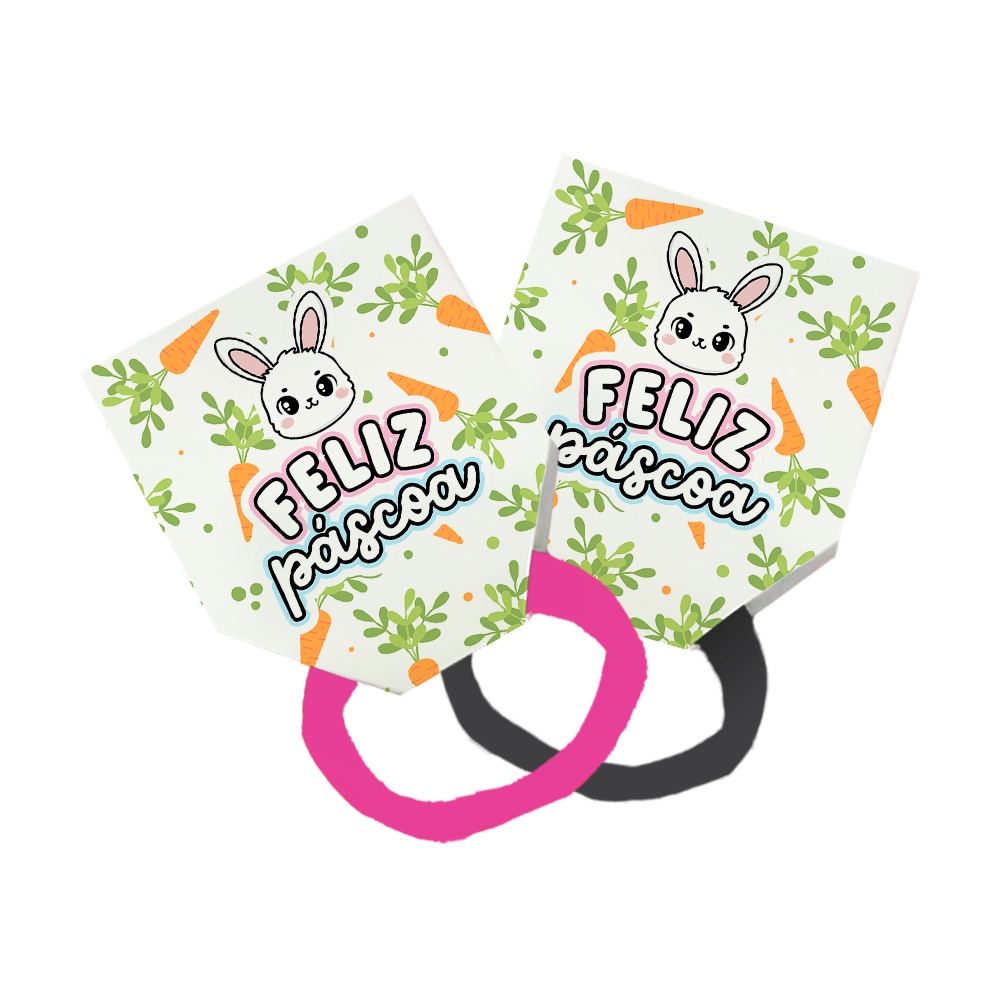 Pack 50 Lacinho Xuxinha De Cabelo + Tag Feliz Páscoa Cenourinhas Cenoura Laranja
