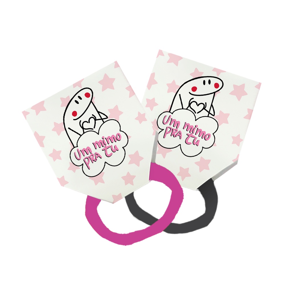 Pack 50 Lacinho Xuxinha De Cabelo + Tag Um Mimo Pra Tu Meme Bento Flork Estrelas Rosa Branco