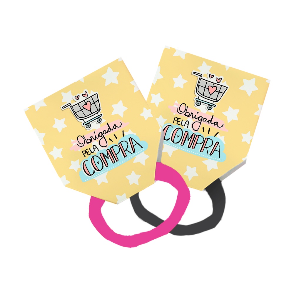 Pack 50 Lacinho Xuxinha De Cabelo + Tag Obrigado Pela pra Estrelas Amarelo Branco