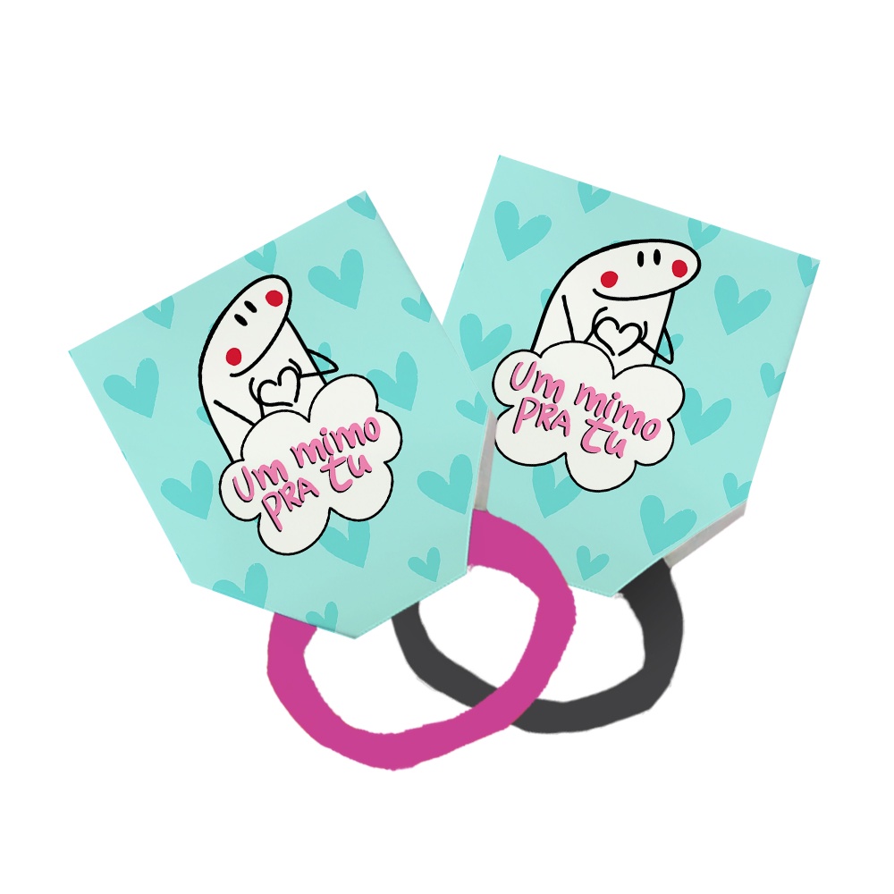 Pack 50 Lacinho Xuxinha De Cabelo + Tag Um Mimo Pra Tu Meme Bento Flork Coração Verde Água