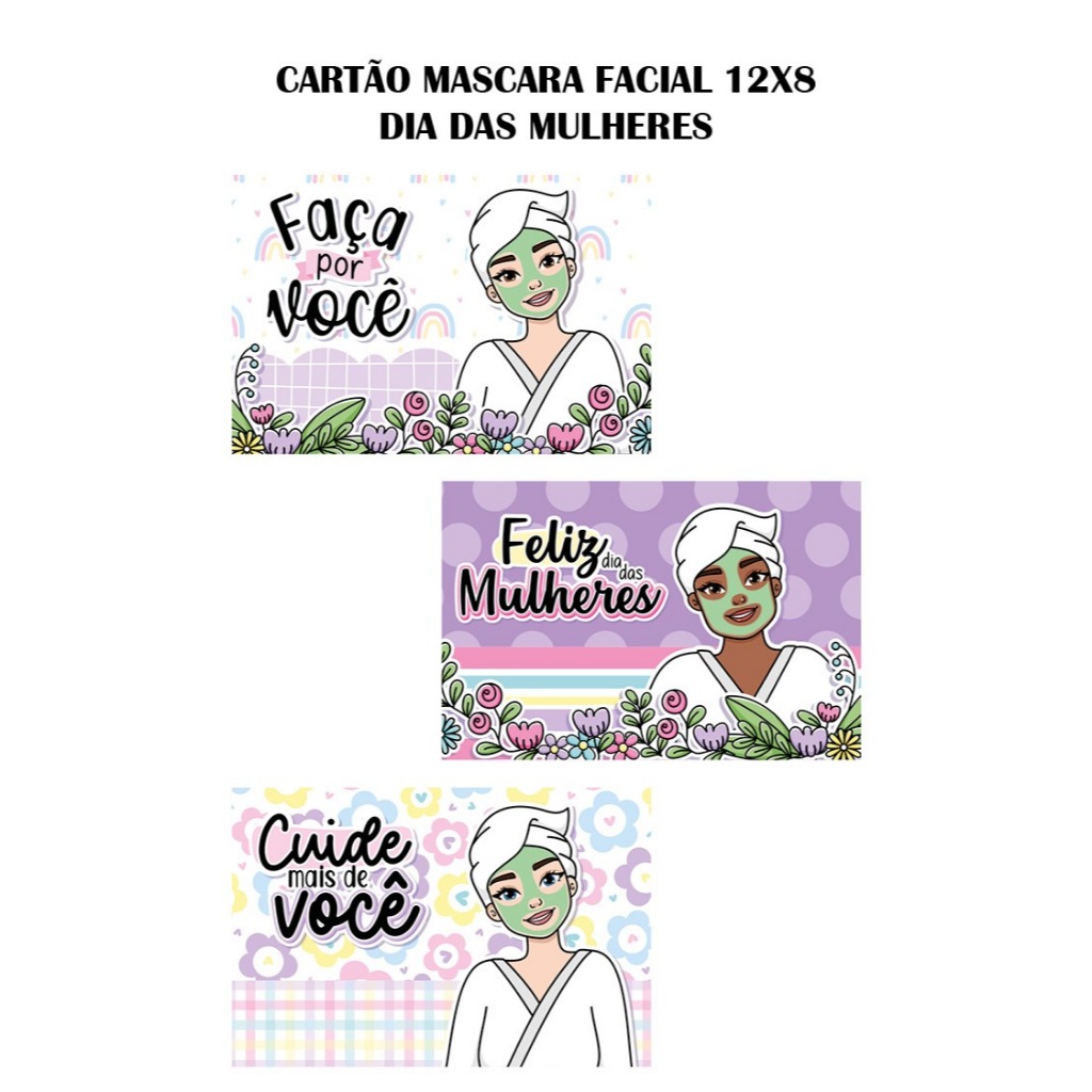 Kit com 30, 60, 120 ou 180 Cartão Brinde Máscara Facial, 12x8cm Tag, clinicas, estética, cosméticos