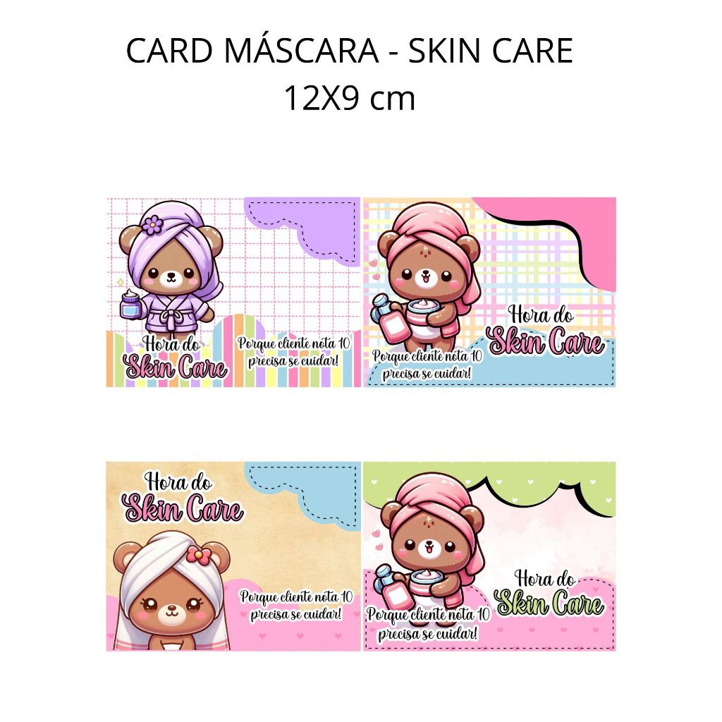 Kit com 30, 60, 120 ou 180 Cartão Brinde Máscara Facial, 12x9cm Tag, clinicas, estética, cosméticos, skin care
