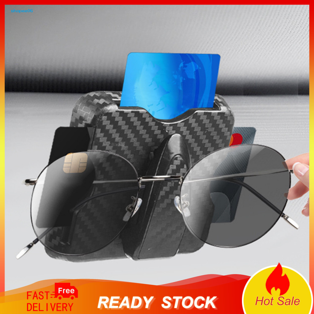 Multi-functional Sunglasses Holder Universal Carbon Fiber Car Glasses Clip Sun Visor Mount for Suv Truck Tickets Cards f