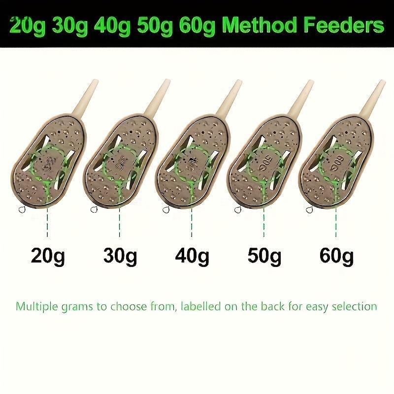 [sum] 2/5 Unidades 20g/30g/40g/50g/60g Método Alimentador De Pesca Em Linha Kit De Dispositivo De Carpa Equipamento De C