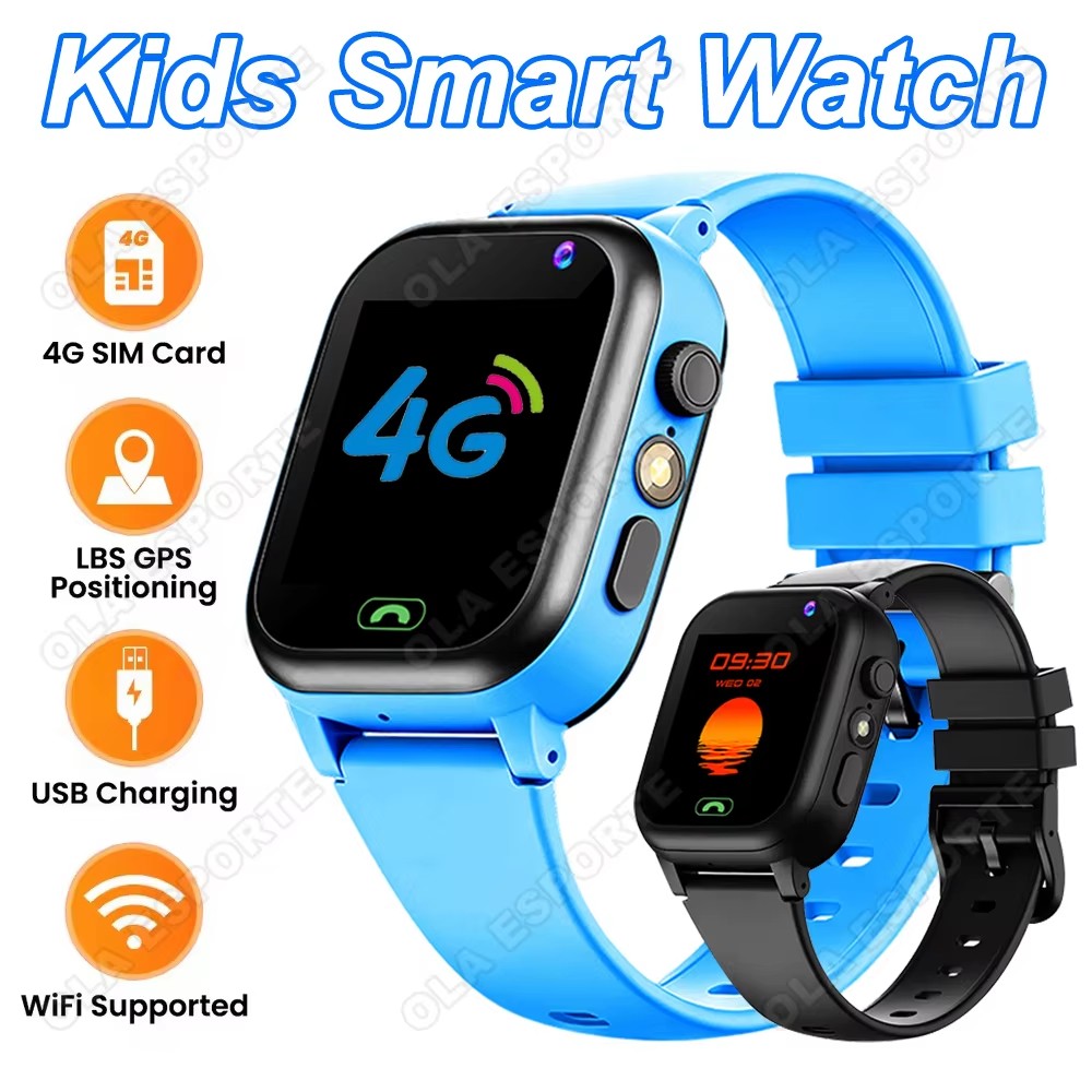 Relógio Inteligente Infantil com Chip 4G SIM Card, GPS/LBS, Chamada Sem Fio, Carregamento USB