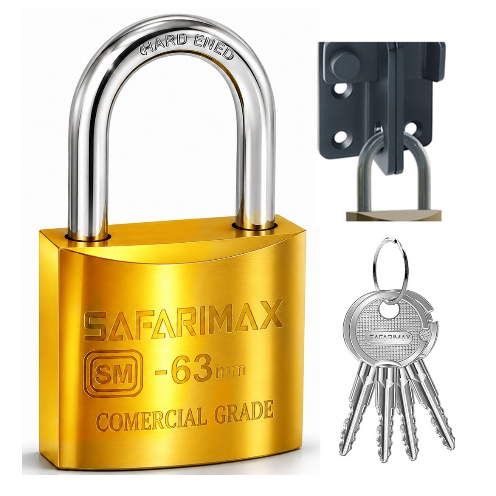 Cadeado Grande Resistente Protenção Antifurto 63mm Chave Tetra Safarimax Para Corrente Portão Garage