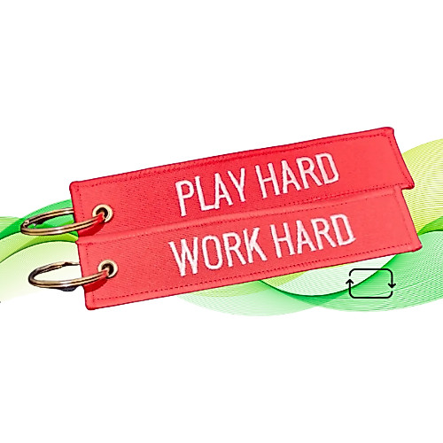 Chaveiro Bordado Work Hard / Play Hard Vermelho Especial - Envio Rápido