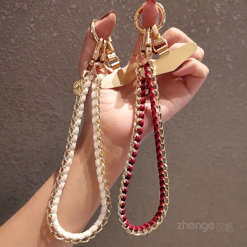 Novo estilo de Metal corrente para celular curto cordão para celular estilo ins moda feminina couro cartão corrente puls