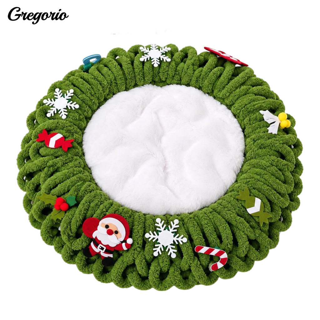Warm Pet House Cat Bed Christmas for Small Cats Dogs Oval Wrapped Faux Fur Thickened Nest Cozy Winter Sofa Festive Holid