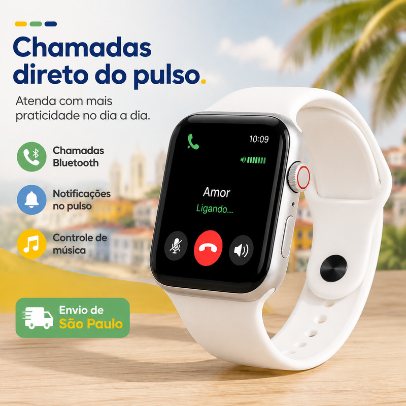 [OneEscolha] Opções: [7 pulseiras] Conjunto de smartwatch, multifuncional, chamadas via Bluetooth, registro de atividade