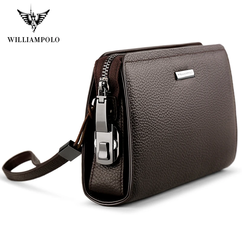 WILLIAMPOLO lock Wallet Genuine Leather Mens Clutch Wallet With Coded Lock Men Wallet Business Man Clutch Purse Mens  PL286