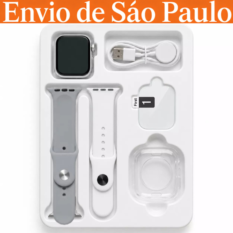 Envio de São Paulo！Conjunto De smartwatch Original Chamada Bluetooth Esportes Ao Ar Livre 45mm Prata Relógio Inteligente