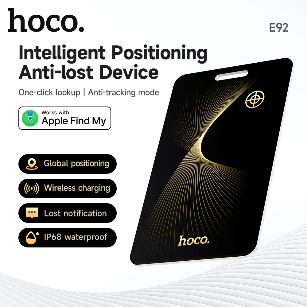 HOCO Smart Anti-Lost Tracker Device Wallet Ultra-Thin GPS Location Card Wireless Charging IP68 Waterproof For iPhone Find My Tag
