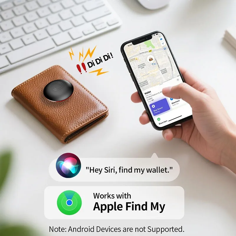 Wesolvet W-Tag Smart Tracker - Apple Find My FMN Certified Waterproof IP65 for iPhone iPad MacBook Keys Wallet Bags Battery Last