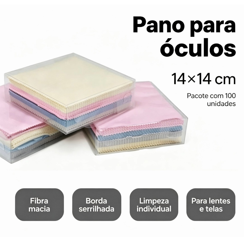 Flanela De Microfibra - Kit de 100/200/300 unid - Para Limpar Óculos14X14CM (NOVO)