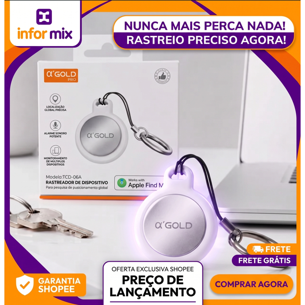 Rastreador Bluetooth A Gold TCD-06 Tag Localizadora Chaves Pet Mala (Somente iPhone)
