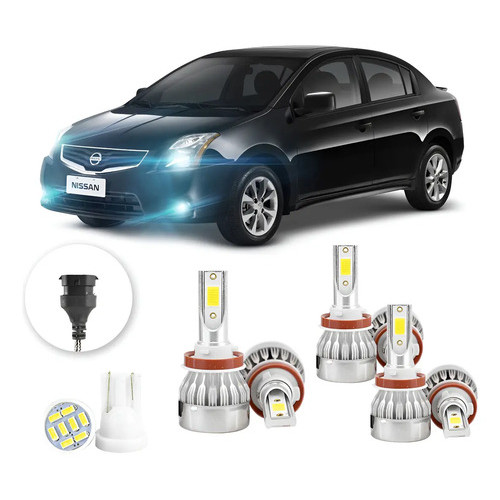 Lampadas Led Nissan Sentra 2007 A 2013 H13 H11 20000lm H13 H11 Branco