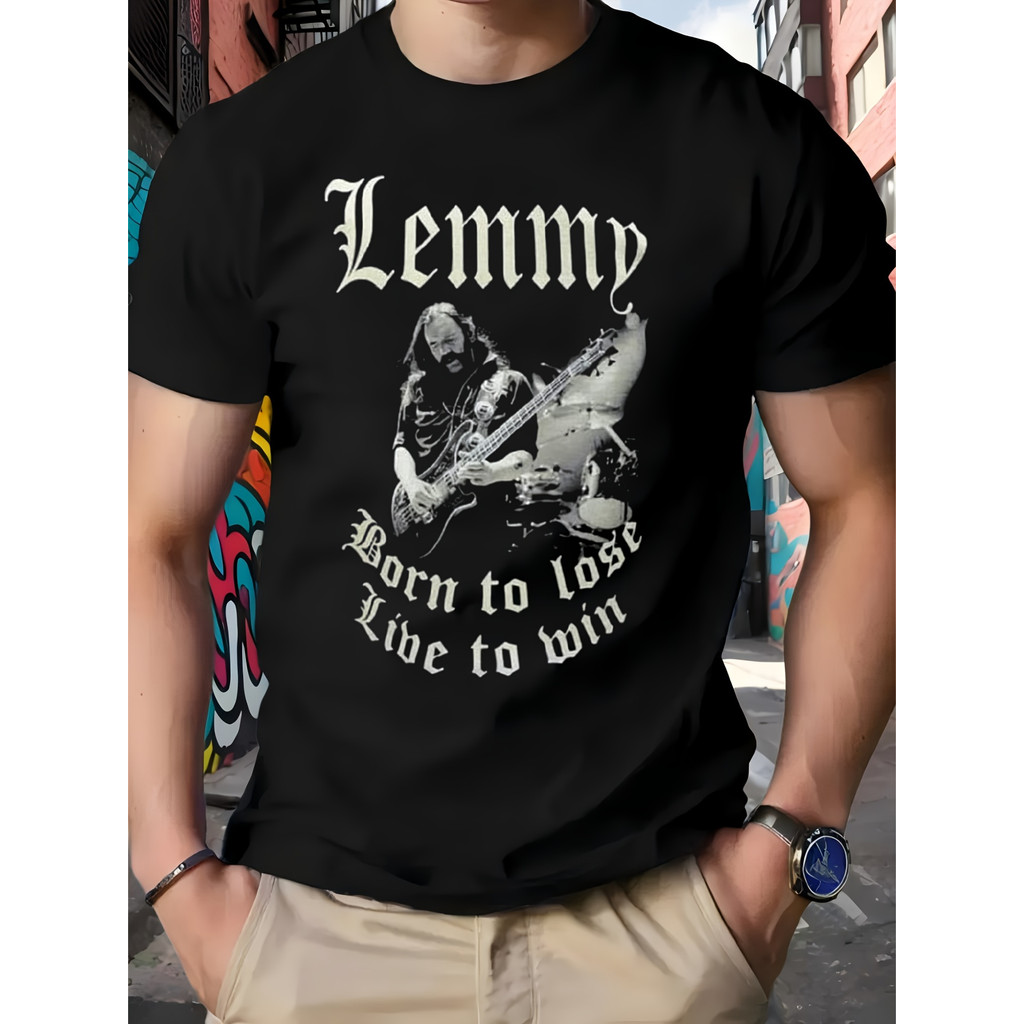 Music.Soul Camiseta Unissex Lemmy Motörhead Born to Lose Live to Win Guitar Heavy Metal Ícone