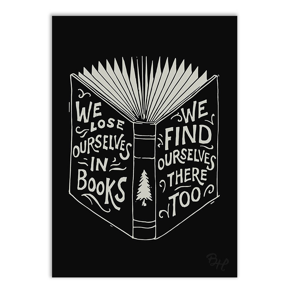 Placa Quadro Decorativo Livros Leitura Ler Lose and Find Yourself Frases Decoração Geek