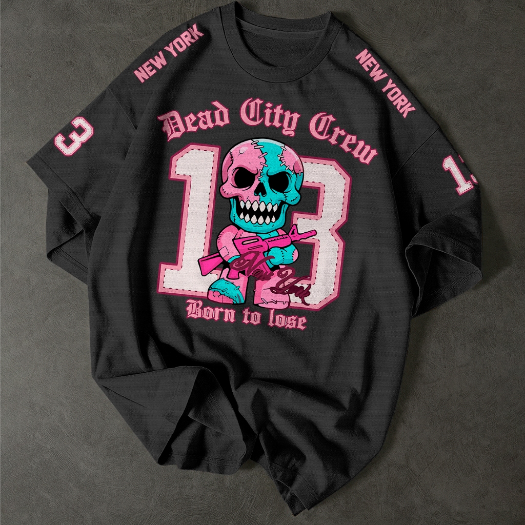 Camiseta Adulto e Infantil 13 Dead City Drew New York Caveira Born To Lose
