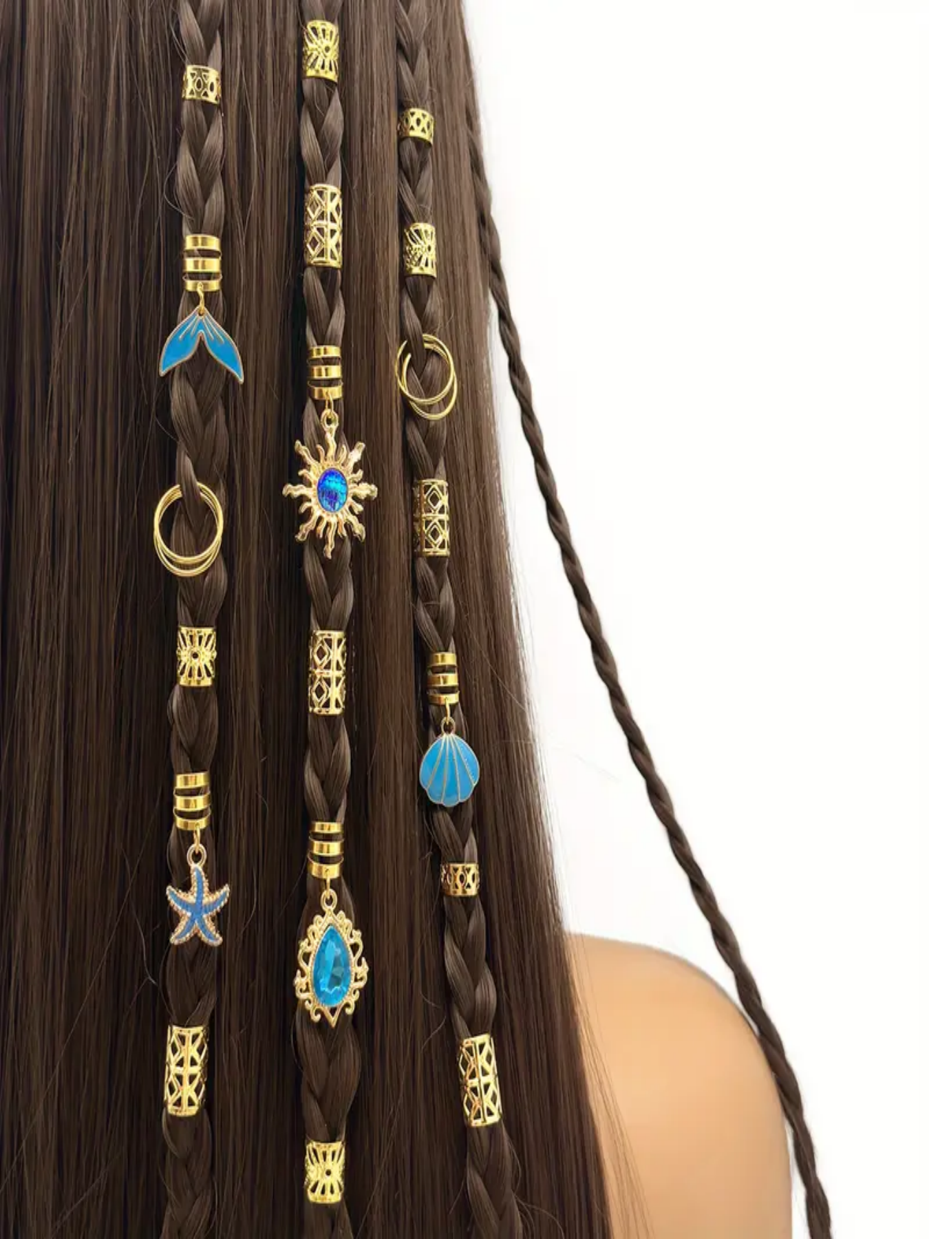 45 Peças Anéis De Cabelo De Concha De Pérola Barroca Conjunto Boêmio Oceano Para Tranças Festival De Praia