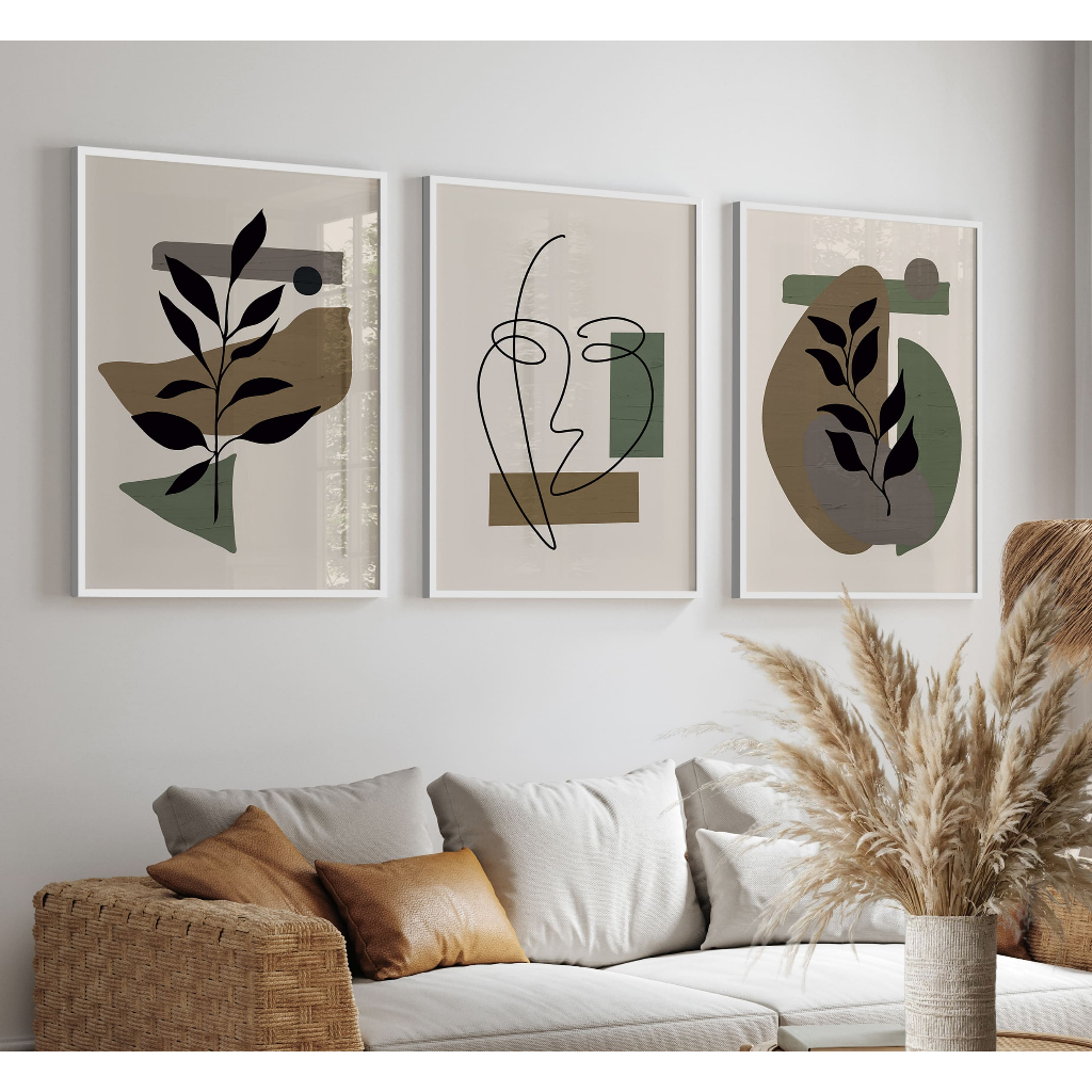 Kit 3 Quadros com Vidros Decorativos Minimalismo Boêmio Sala De Estar Quarto Decoração De Parede