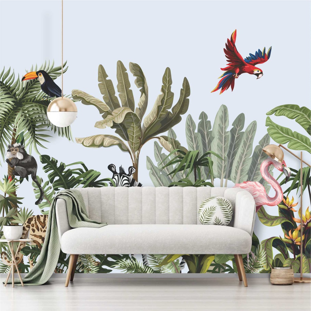 Papel De Parede Tropical Folhagem Folhas Jungle Urban Painel Adesivo G1022