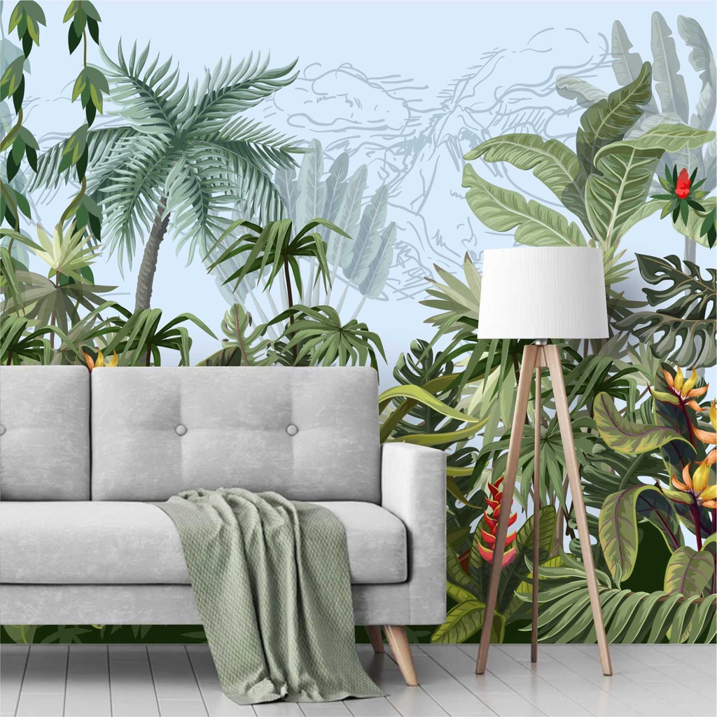 Papel De Parede Jungle Urban Tropical Folhas Folhagem Painel Adesivo G1020