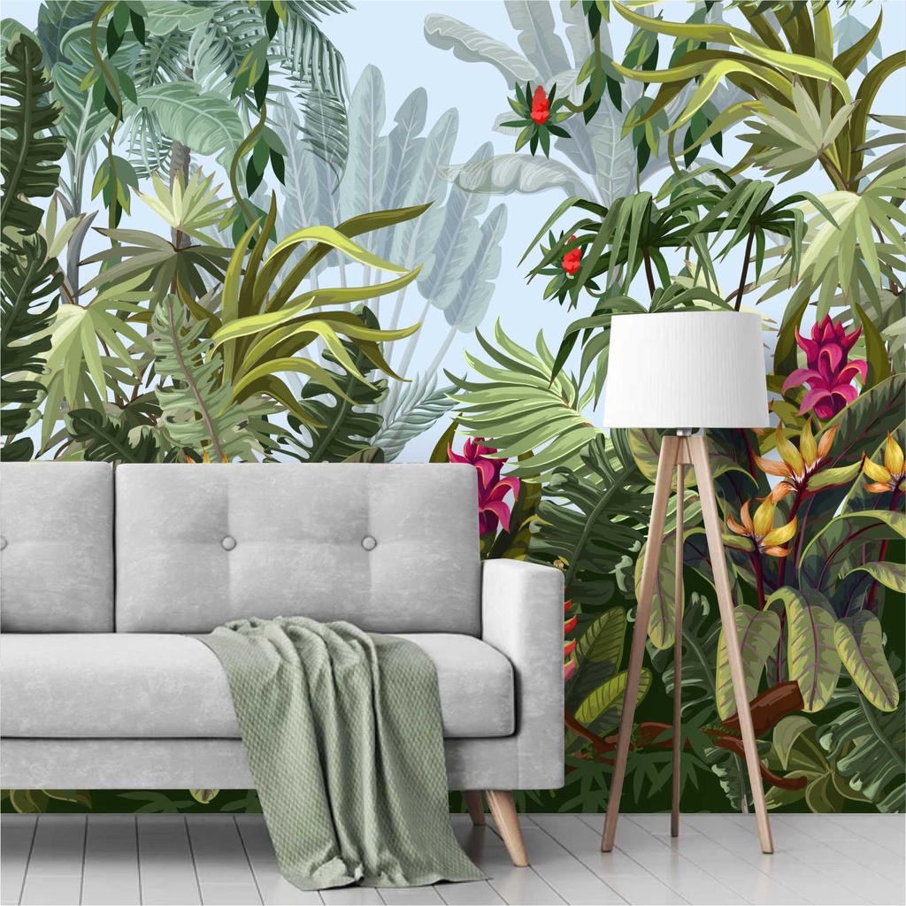 Papel De Parede Tropical Folhagem Folhas Jungle Urban Painel Adesivo G1019