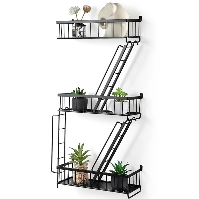 #Internet celebrity creative multi-layer staircase frame home bedroom decoration wrought iron rack storage finishing wall storag