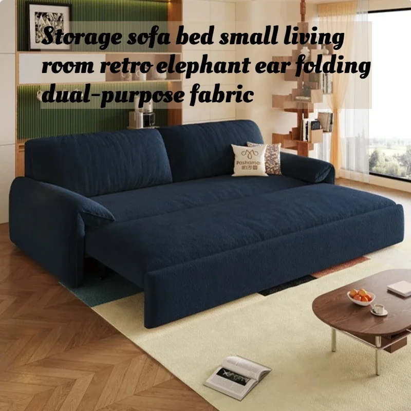 Storage Sofa Bed Small Space Vintage Foldable Convertible Fabric Living Room Furniture Sectional Removable Washable Home Decor