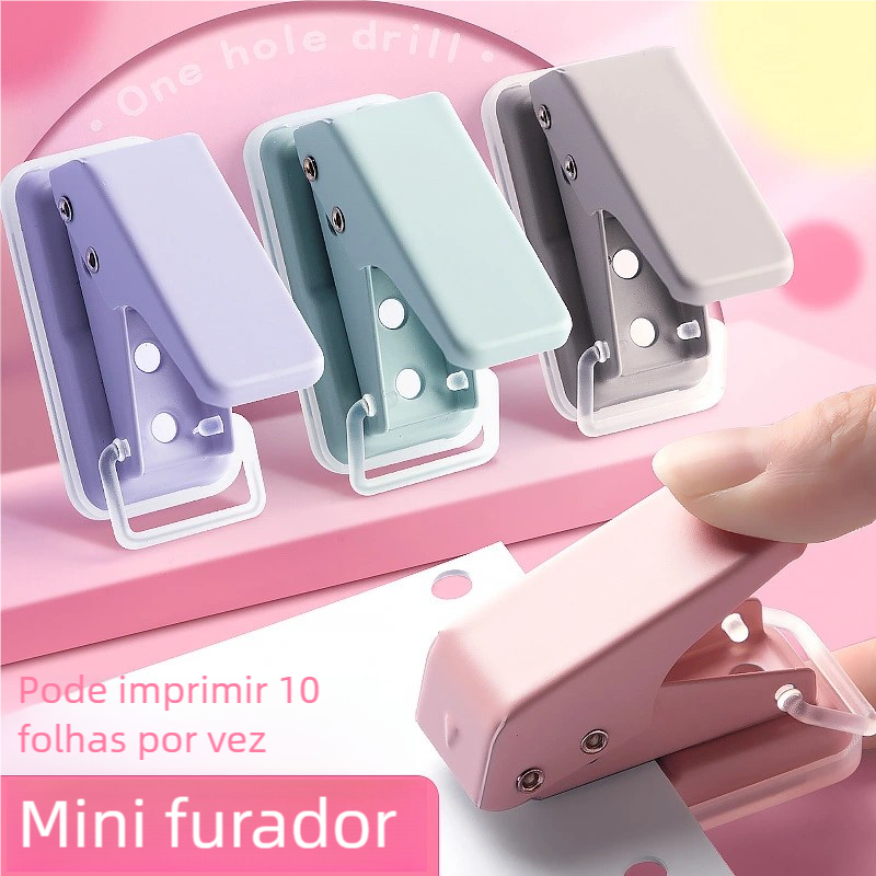 Mini Perfurador 6mm Furo Único - Papelaria Estudante Manual! DIY e folhas soltas, pequeno, portátil e funcional