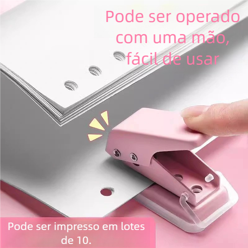Mini Perfurador de Papel 6mm - Furo Único Manual para Estudantes! Ideal para papelaria e DIY, faz buracos redondos em fo