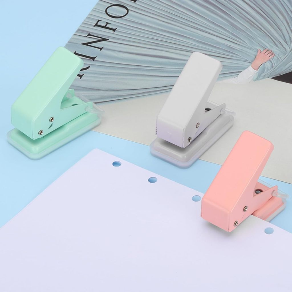 Perfurador de Furo Único 6mm - Mini Manual para Papelaria! Estudantes, DIY e folhas soltas, compacto e fácil de usar