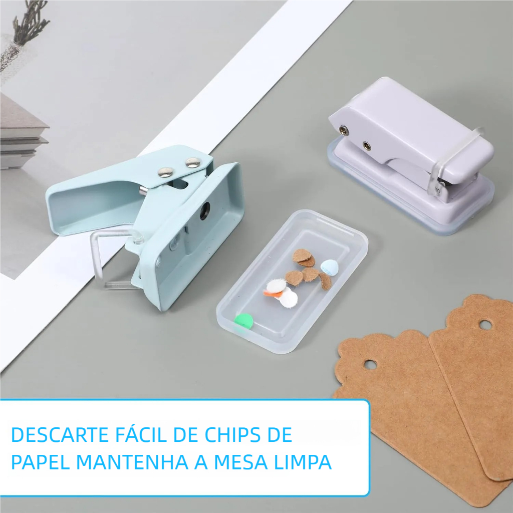 Mini Perfurador DIY 6mm - Furo Único Manual Papelaria! Estudantes e folhas soltas, faz buracos redondos pequenos