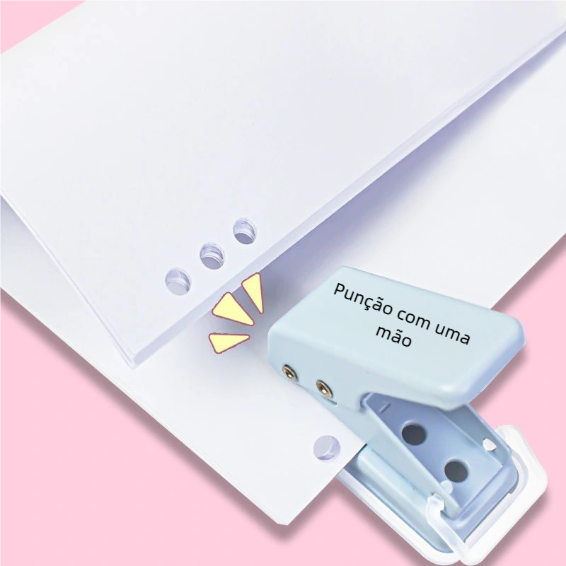 Perfurador de Papel Manual 6mm - Mini Furo Único para DIY! Estudantes e papelaria, faz buracos redondos em folhas soltas