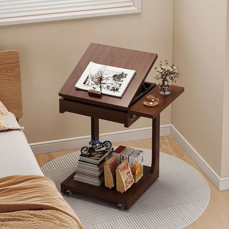 Modern Minimalist Metal Foldable Mobile Flip Top Bedside Reading Desk Storage Side Table Bedroom Home Decor Novelty New Indoor