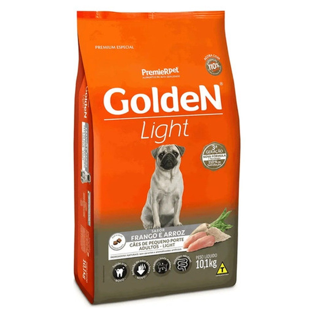 Ração Cão Adulto Raças Pequenas Golden Light Mini Bits 10kg Frango Arroz Premier