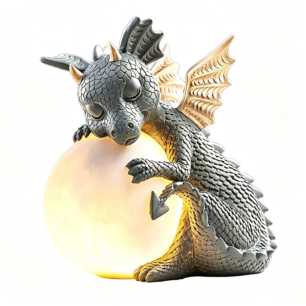 Sleeping Dragon Figurine Solar Light Resin Dragon Statue Lamp For Garden Patio Desktop Art Decoration Ornament