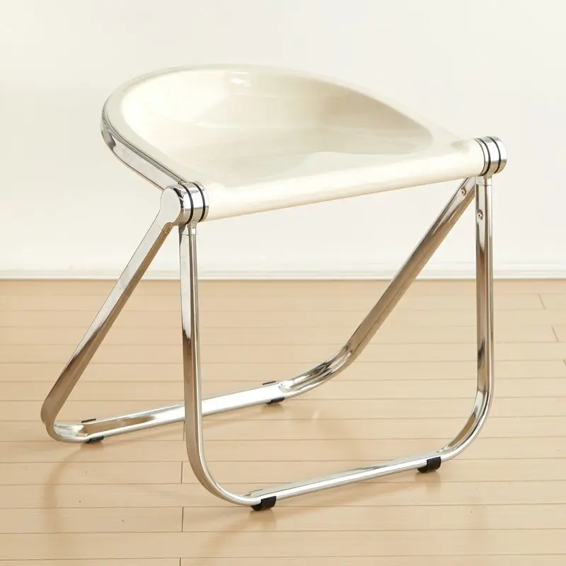 Mid Century Korean Style Acrylic Metal Foldable Stool Chair Storage Coffee Shop Dining Room Home Decor Novelty New Indoor