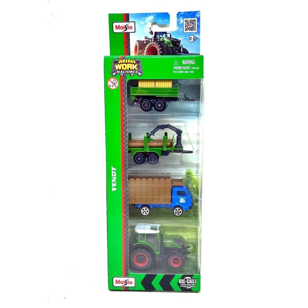 Pack Miniatura c/ 2 conjuntos Tratores Agrícolas Fendt - Mini Work Machines - Die Cast - 6,5 cm - Maisto