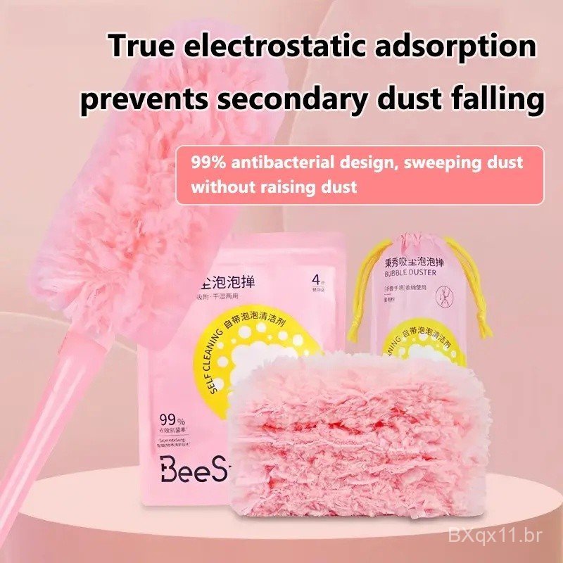 Duster Telescopic Foldable Magic Bubble Cleaning Duster Electrostatic Microfiber Head PP Rod Reusable for Household Car