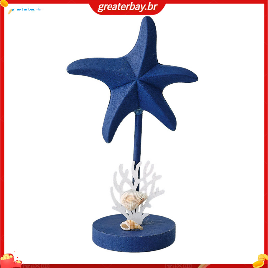Vintage Coastal Starfish Table Decor Wooden Ocean Figurine with Base – Nautical Beach Theme for Room Bedroom Home Deco