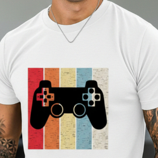 Camiseta Estampa Video Game Controle colorido Camisa 100%Algodão