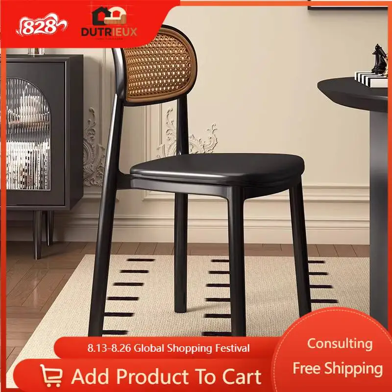 Decoration Designer Dining Chairs Antique Rattan Wooden Black Dining Chairs Foldable Mid Century Cadeira De Jantar Furniture
